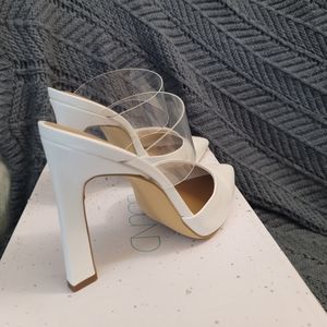 Abound Nicki Lucite Strap Heeled Mule Size 7.5 White NEW in box